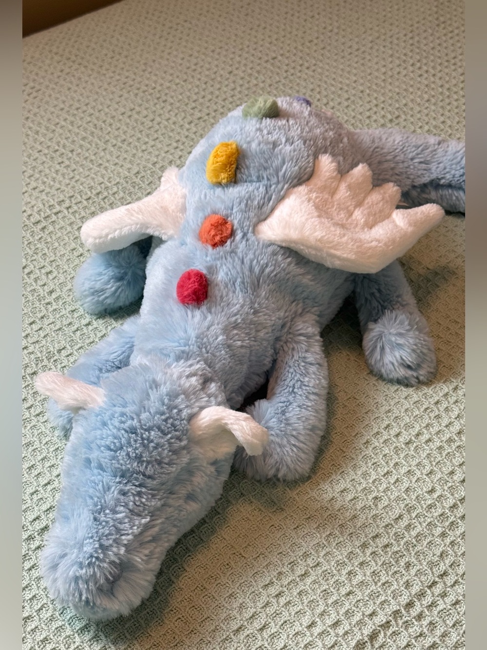 Jellycat Light Blue Dragon Plush with Multicolor Felt Bumps